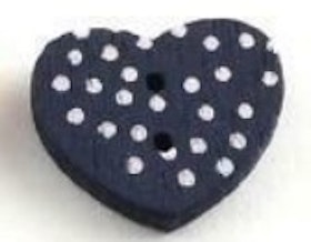 Mörkblå Hjärtformad träknapp två hål