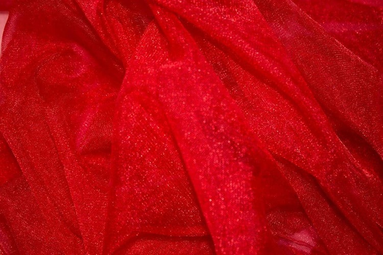 Röd glittertyll (metallic)