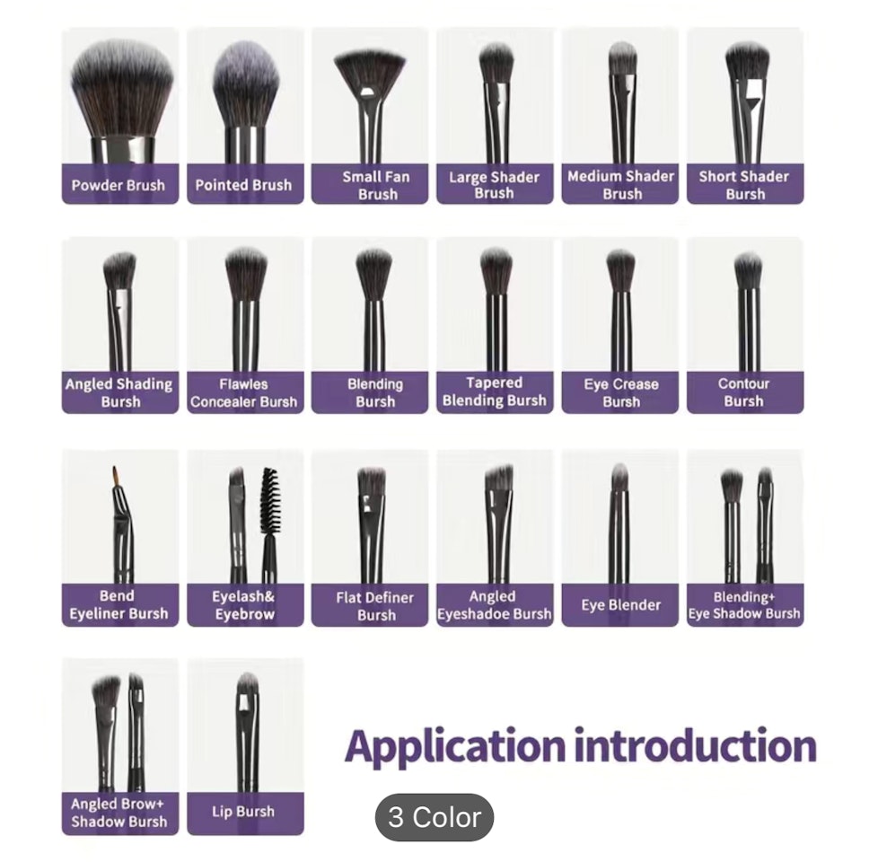 Makeup Brushes - sett med 20 sminkekoster