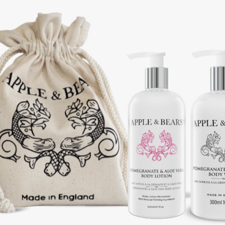 Apple & Bears Granateple og Aloe Vera dusjgele og body lotion gavesett - organisk og miljøvennlig