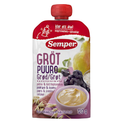 Semper Eats Porridge with fruit in a squeeze bag 6M 120 g - Pears & prunes