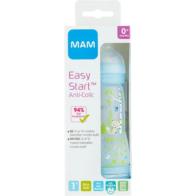MAM Easy Start Anti Colic Baby Bottle 0+ Months 260 ml - Various colours