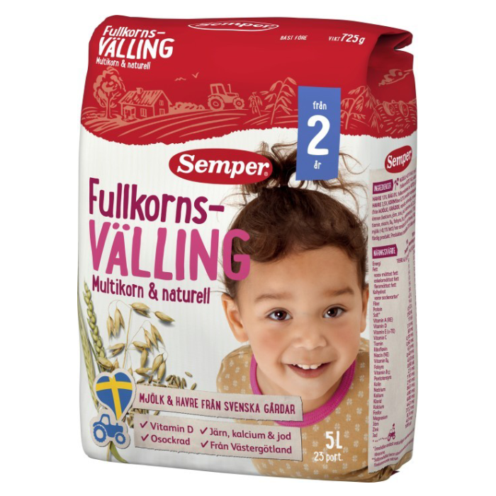 Semper Whole grain porridge Multigrain &amp; Natural 24M 5 L