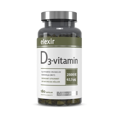 Elexir D3-vitamin 2500 IE 180 kapslar
