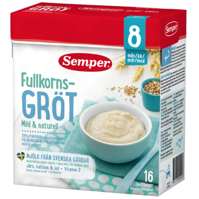 Semper Wholemeal Porridge Mild & Natural 8M 480 g