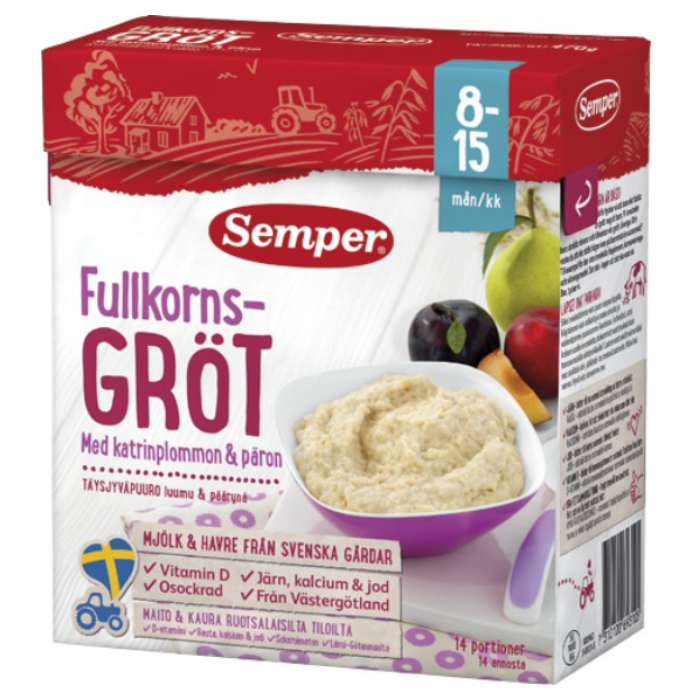 Semper Fullkornsgröt med Katrinplommon & Päron 8-15M 470 g