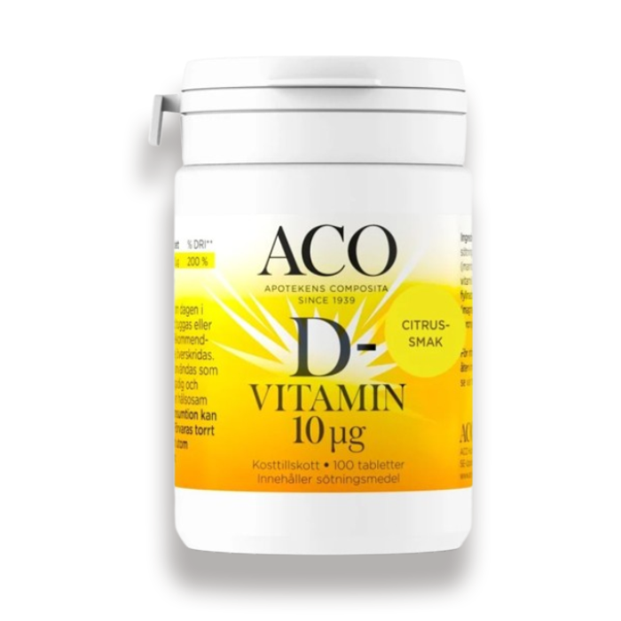 ACO D-vitamin 10 µg Citrussmak 100 tabletter