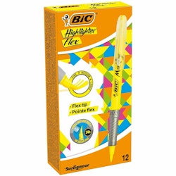 Överstrykningspenna Bic Highlighter Flex Gul 12 Delar