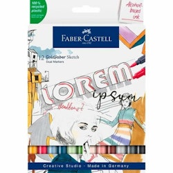 Tuschpennor Faber-Castell Goldfaber Sketch Double 12 Delar