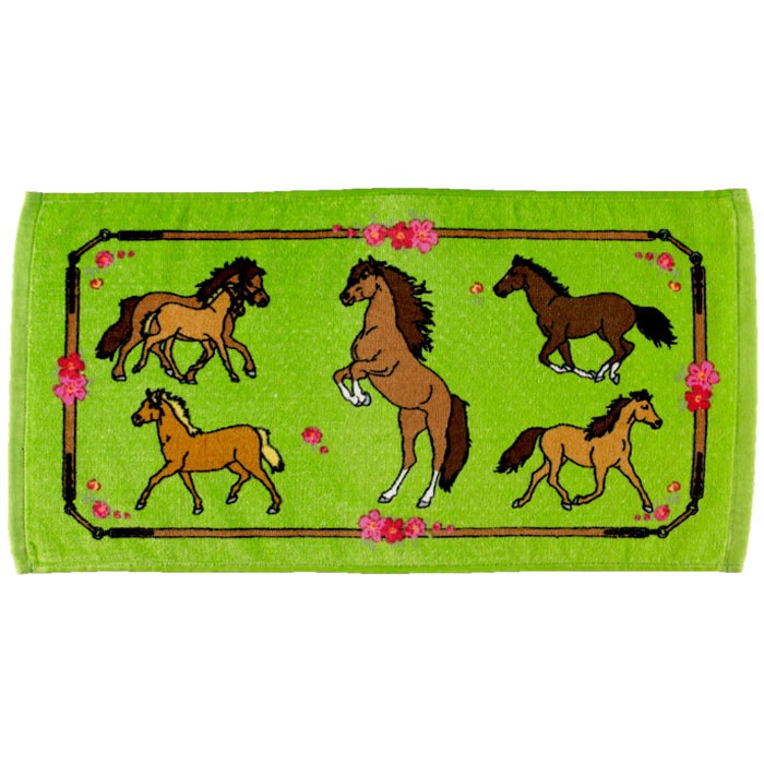 Liten magisk handduk Grön med hästmotiv