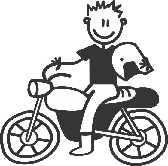 Pappa på motorcykel -The sticker family - dekaler i unika karaktärer