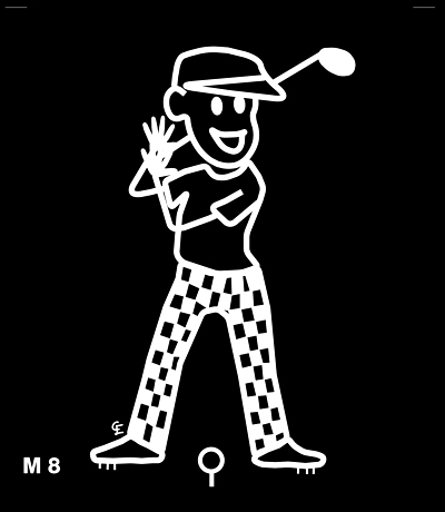 Man spelar golf – Funky Family – dekaler i unika karaktärer