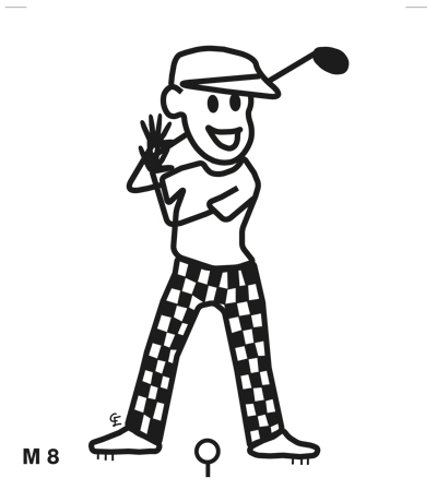 Man spelar golf – Funky Family – dekaler i unika karaktärer