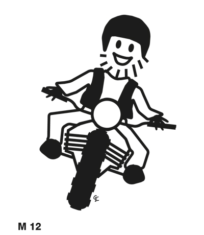 Man på motorcykel – Funky Family – dekaler i unika karaktärer