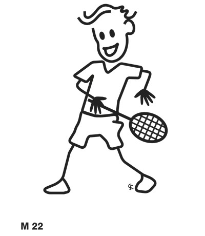 Man som spelar tennis – Funky Family – dekaler i unika karaktärer