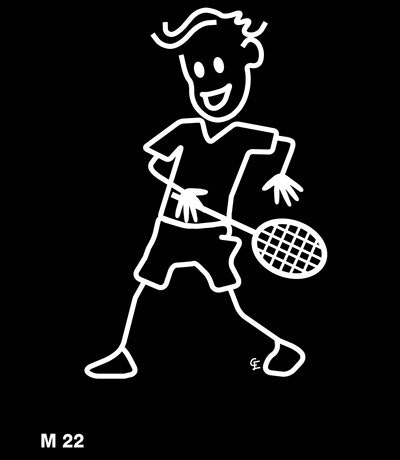 Man som spelar tennis – Funky Family – dekaler i unika karaktärer