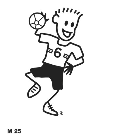 Man som spelar handboll – Funky Family – dekaler i unika karaktärer