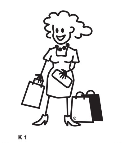 Kvinna med shoppingpåsar  – Funky Family – dekaler i unika karaktärer