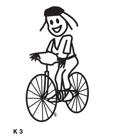 Kvinna på cykel – Funky Family – dekaler i unika karaktärer