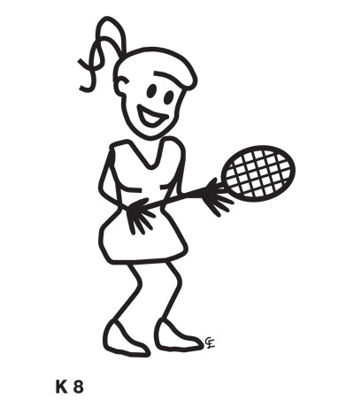 Kvinna spelar tennis – Funky Family – dekaler i unika karaktärer