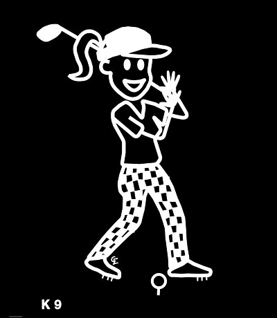 Kvinna spelar golf – Funky Family – dekaler i unika karaktärer