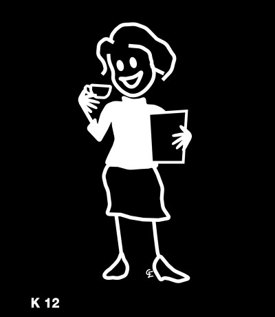 Kvinna med kaffe – Funky Family – dekaler i unika karaktärer