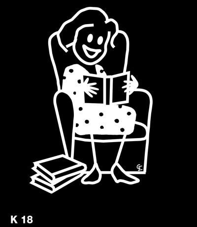 Kvinna som läser – Funky Family – dekaler i unika karaktärer
