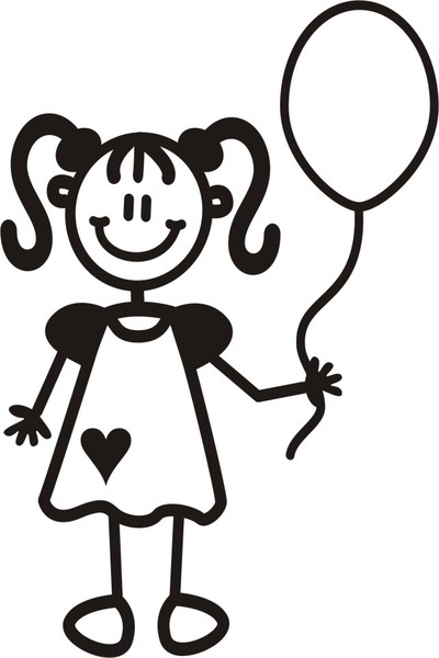 Ung flicka med ballong - The sticker family - dekaler i unika karaktärer