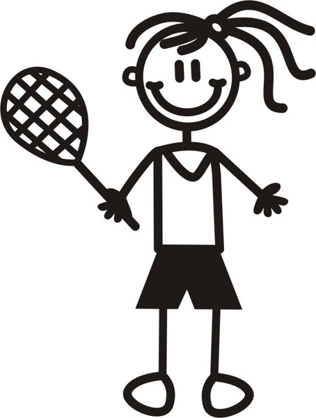 Flicka med tennisracket - The sticker family - dekaler i unika karaktärer