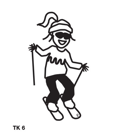 Tjej på skidor – Funky Family – dekaler i unika karaktärer