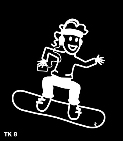 Tjej på snowboard – Funky Family – dekaler i unika karaktärer