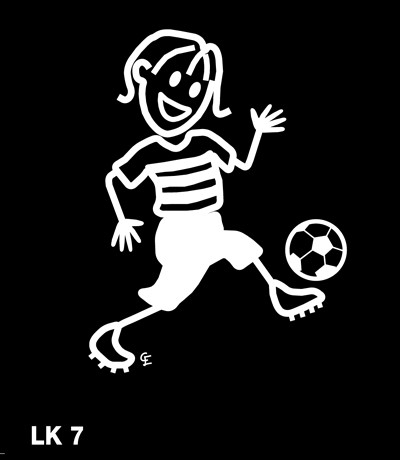 Flicka som spelar fotboll – Funky Family – dekaler i unika karaktärer