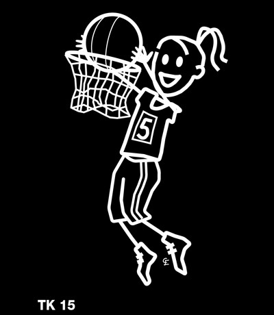 Tjej som spelar basket – Funky Family – dekaler i unika karaktärer