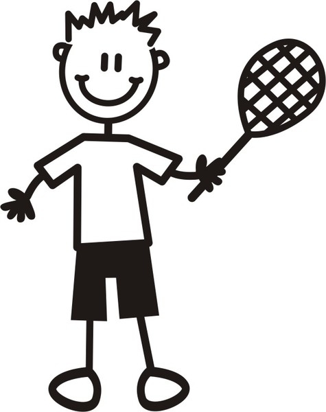 Pojke med tennisrack - The sticker family - dekaler i unika karaktärer