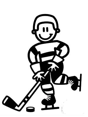 Äldre Pojke spelar hockey - The sticker family - dekaler i unika karaktärer
