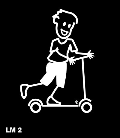 Pojke på sparkcykel – Funky Family – dekaler i unika karaktärer