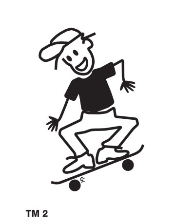 Kille på skateboard - Funky Family - dekaler i unika karaktärer