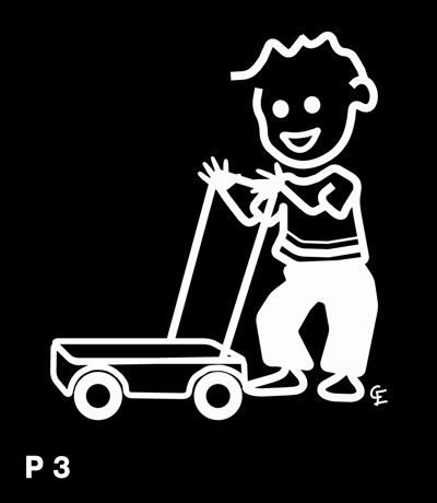 Pojke med gåvagn - Funky Family - dekaler i unika karaktärer
