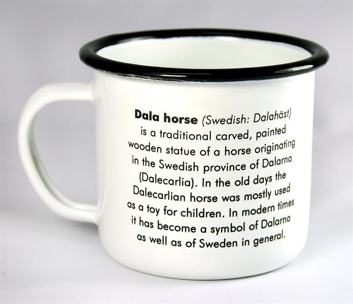 Mugg Dalahäst i emailj med text - Dala Horse mug