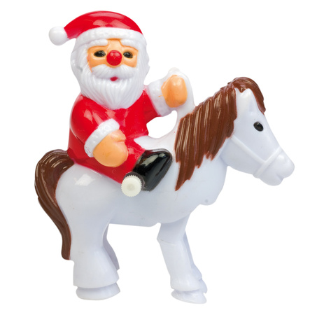 Mini rider Santa från sidan  - jultomte till häst