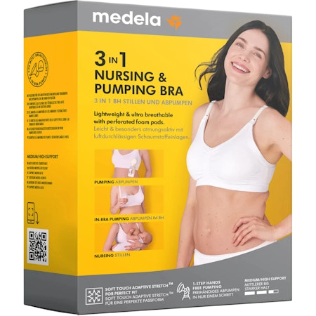 MEDELA 3-i-1 Amnings &  Pumpnings-BH S Svart 1 Pack