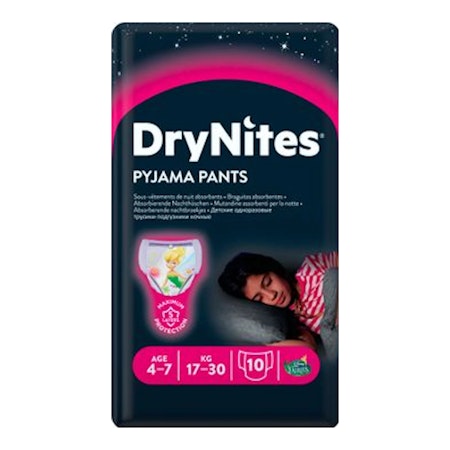 DRY NITES Pyjamas Pants Flicka l 4-7 År | 17-30 Kg |10-pack
