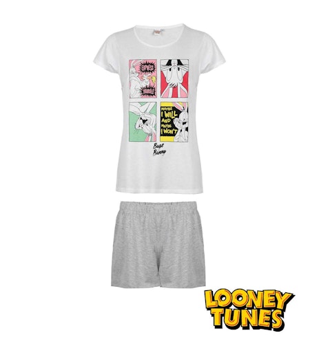 LOONEY TUNES Shortama 1 Pack Vit / Grå
