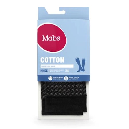 MABS Cotton Knee Stödstrumpor Black/Grey S 2 St