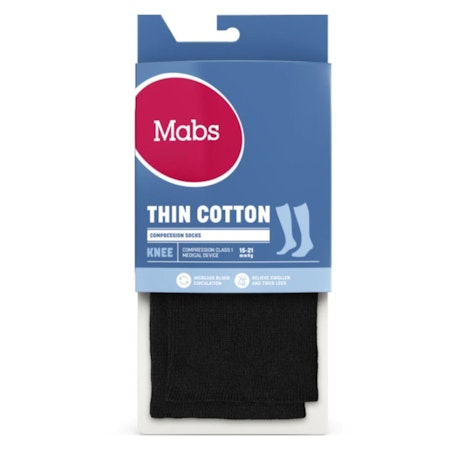 MABS Thin Cotton Knee Svart XXL 1 Par