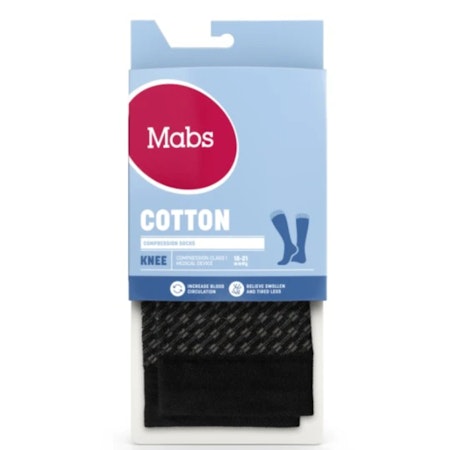 MABS Cotton Knee Stödstrumpor Black/Grey XXL 1 Par