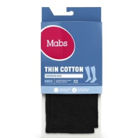 MABS Thin Cotton Knee Svart 1 Par S