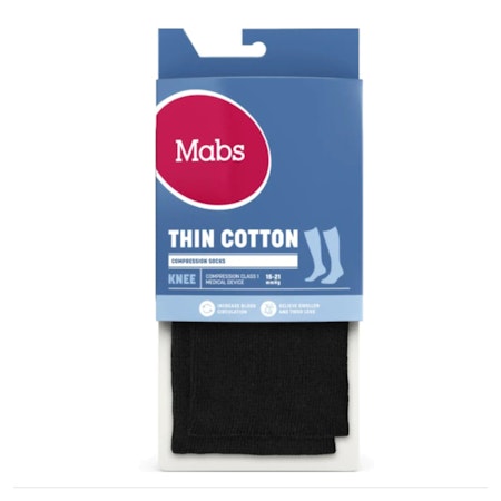 MABS Thin Cotton Knee Svart M 1 Par
