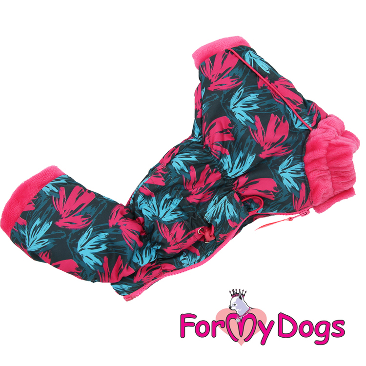 Varm Vinteroverall "Pink Leaves" Tik "For My Dogs"