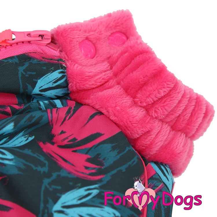 Varm Vinteroverall "Pink Leaves" Tik "For My Dogs"